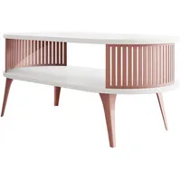 Mirjan24 Couchsitch, Messing, Weiß, Metall, Oval,Oval, 50x44x100 cm, Wohnzimmer,