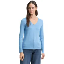 Tom Tailor Front Logo Coin Pullover Mit V-ausschnitt Sea Blue Melange XS
