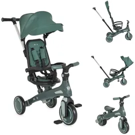 Byox Dreirad, Tricycle Juno 4 in 1 Laufrad Schiebegriff Sitzdrehung Sonnendach grün