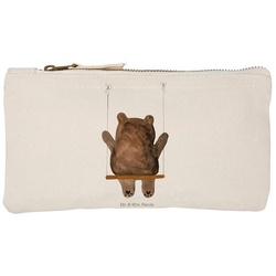 Mr. & Mrs. Panda Kosmetiktasche »Bär Schaukel - Weiß - Geschenk, Teddybär, Etui, Teddy, Damen, Bär Verlust Trauer Trauergeschenk Traurig trösten Trost Liebeskummer Liebe Verliebt« (1-tlg) weiß S Schminktasche - Ø 0 cm x 21 cm x 0.5 cm