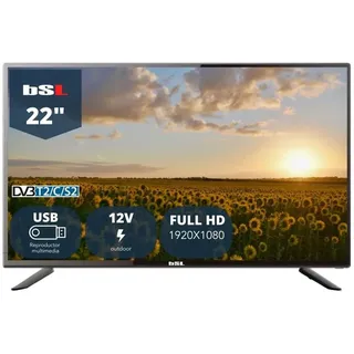 TV 22" BSL-22112V | LED | mit USB Multimedia-Player | (DVBT2) HEVC | HDMI-Anschluss | 1920 x 108p | Energieeffizienzklasse F | Stromversorgung bei 12V und 220V.