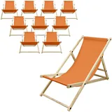 ECD Germany 10er Set Liegestuhl Strandliege Sonnenliege Gartenliege Klappstuhl Holz Orange