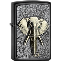 Zippo 2006551 – Sturmfeuerzeug, Elefant, Emblem Attached/Adorned with Swarovski® Crystal, Gray Dusk, nachfüllbar, in hochwertiger Geschenkbox, Original Pocketsize