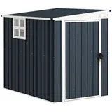 Outsunny Metall Gerätehaus 2,6m2 128x193x181cm Geräteschuppen mit Pultdach - Dunkelgrau