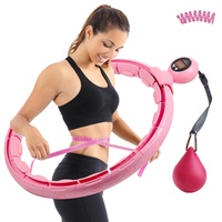 LINGDA Hula Hoop Reifen,Smart Hula Hoop,mit Smarten Zähler,mit Gewichtsball,und 16 Abnehmbarer verstellbare Glieder,mit Maßband Hula Hoop,Fitness, Abnehmen Rosa aus Acrylnitril-Butadien-Styrol (ABS)