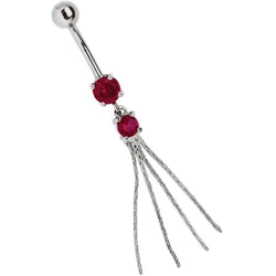 Bauchnabelpiercing ADELIA ́S "Piercing  Piercing Bauchnabelpiercing", Damen, pink, Titan, modisch, Piercings, Titan Banane pink Doppelsteinhänger mit 4 Gliederketten