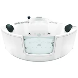 Whirlpool Pool Badewanne Eckwanne Wanne W60H 140x140cm mit Tür Walk-in-Pool passive Schlauch-Reinigung