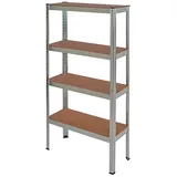 pro-bau-tec Schwerlastregal Holz/Stahl 150 x 75 x 30 cm silber