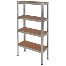 pro-bau-tec Schwerlastregal Holz/Stahl 150 x 75 x 30 cm silber