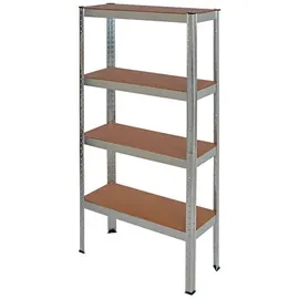pro-bau-tec Schwerlastregal Holz/Stahl 150 x 75 x 30 cm silber