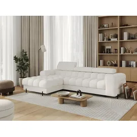 moeblo Polsterecke, Eckcouch Wohnlandschaft Sofa mit Ottomane Eckgarnitur - Ecksofa Neviro L - Weiß (Amore 01) - Weiß