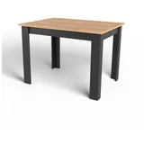 home collective Esszimmertisch Küchentisch, Platte aus Eiche, Holztisch Esstisch 120 x 80 x 75 cm, 18 mm Dicke, Küche Wohnzimmer Eiche und schwarz