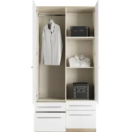 Priess Kleiderschrank PRIESS "Schrank Garderobe Wäscheschrank Barcelona in 5 Breiten", weiß (struktureichefarben hell, weiß), B:94cm H:193cm T:54cm, Holzwerkstoff, Schränke, Kleiderschrank, viel Stauraum, geräumige Schubkästen, mit Spiegel, MADE IN GERMANY