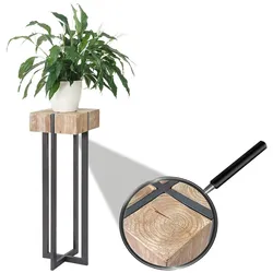 Mendler Blumentisch HWC-A15, Blumenständer Blumensäule, Tanne Holz rustikal massiv MVG-zertifiziert 100x32x32cm