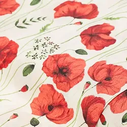 Baumwollstoff "Mohnblumen", weiß-color
