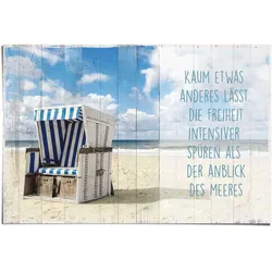 Poster REINDERS "Freiheit am Strand Spruch", blau (farbe bild(er): blau), B:91,5cm H:61cm, Papier, Bilder