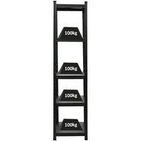 Proregal All Black Series Schwerlastregal Ragnar für Gesamtlast 500 kg HxBxT 180 x 45 x 45 cm Matt Schwarz Kellerregal Steckregal Garagenregal