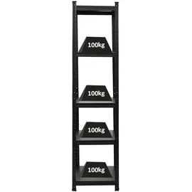 Proregal All Black Series Schwerlastregal Ragnar für Gesamtlast 500 kg HxBxT 180 x 45 x 45 cm Matt Schwarz Kellerregal Steckregal Garagenregal