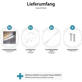 ledscom.de LED Unterbau-Leuchten Rigel 12,588W Farbtemperatur einstellbar 3 St.