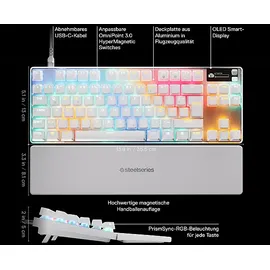 SteelSeries Apex Pro TKL GEN3, Gaming Tastatur, Mechanisch, Sonstiges, Kabelgebunden, Weiß