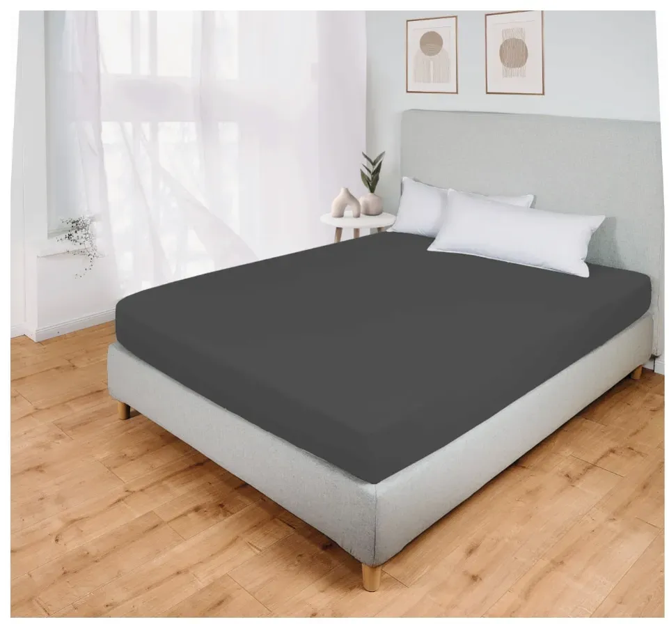 Dekor Flausch-Spannbettlaken Doppel - anthrazit