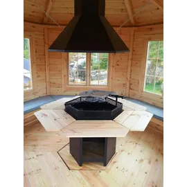 JV Möbel Grill Hütten Bausatz 79,2 cm Holz Schwarz