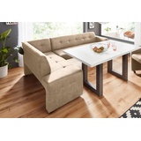 exxpo - sofa fashion Barista 157 x 82 x 245 cm Luxus-Microfaser langer Schenkel rechts sahara