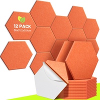 CAHAYA 12 Stück Akustikplatten selbstklebend 36 x 31,2 cm mit 9 mm dicker, gepolsterter Schallschutz-Dämmplatte, schallabsorbierende Geräuschreduzierungsplatten für Bürotüren CY0314-5 Orange