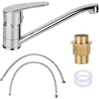 Küchenarmatur 360 ° Drehbar Wasserhahn Schwenkbare Spültischarmatur Küche Armatur Chrom Einhebel Spültischarmatur Mischbatterie Mischbatterie Für Die Küche, Armatur Spüle Mit 2 Stück 50cm Schlauch