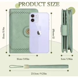 TEUEN Damen Geldbörse Vintage Leder grün