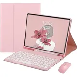Tastaturhülle für Samsung Galaxy Tab A9 Plus 27,9 cm (11 Zoll) 2023 mit Maus, intelligente weiche Hülle mit Bluetooth-Tastatur für Galaxy Tab A9+, abnehmbare kabellose Tastatur, Tablet-Abdeckung, Rosa