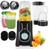Infinity Goods Mixer – Smoothie-Maker – 3-in-1 – Mixer für unterwegs – 4 Becher – 1000-ml-Behälter – - Schwarz