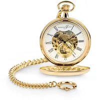 Hermann Jäckle Heidelberg Vergoldet Klassische Taschenuhr | Mineralglas | Handaufzug Kette und Reiseetui