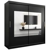 Abiks möbel MÖBEL Kryspol Schwebetürenschrank Schwarz, Kunststoff, Nachbildung, 9