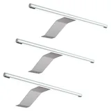 kalb | LED Aufbauleuchte, 340x170x40 mm, Schrankleuchte mit LED Modul, 12VDC, 4 W, 230 lm pro Leuchte, mit Schalter und Netzteil, silbergrau, für Schränke (Silbergrau, 3er Set, Warmweiß)