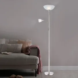 GLOBO Lighting - Stehleuchte Deckenfluter Wohnzimmerlampe Schlafzimmerleuchte Stehlampe, Metall Glas nickel Chrom, RGB LED dimmbar Fernbedienung, 1x E24 1x E27, 8,5W 806Lm 3000K warmweiß, H 178cm