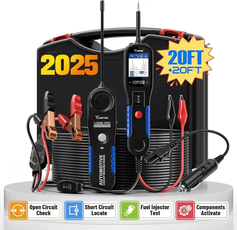 Vdiagnos V200 Pro Strom-/Spannungstester, Stromzange, Kabelbruch-/Kabelbruchsuchfunktion, Kabelbruch-/Kabelbruch-Diagnose, Kabelbruch-/Kabelbruch-Findung, 12/24 V Kfz-Elektrik, AC/DC für Anhänger, Relais und Sicherungen