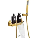 Wandmontierte Wasserfall-armatur Mit Warm- Und Kaltwasser-duschkopf (gold)