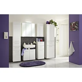 Saphir Hängeschrank SAPHIR "Quickset Wand-Badschrank 35 cm breit mit 1 Tür, 2 Einlegeböden", weiß (weiß glanz, weiß hochglanz), B:35cm H:70cm T:20cm, Spanplatte, Schränke, Hängeschrank, Badezimmer-Hängeschrank inkl. Türdämpfer, Griffe in Chrom Glanz