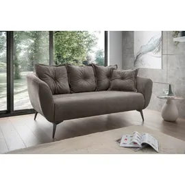 Home Affaire 2,5-Sitzer HOME AFFAIRE "Baggio, Breite 196 cm zeitlos & elegant, bequem", grau (grau, braun), B:196cm H:94cm T:103cm, 100% Polyester, Sofas, schwarze Metallfüße