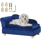 Vevor Haustiersofa, 760 x 450 x 415 mm, Hundecouch für mittelgroße Hunde und Katzen, weiches samtiges Hundesofabett, 36 kg belastbares Katzensofa, Hundebett, Haustierbett, blau