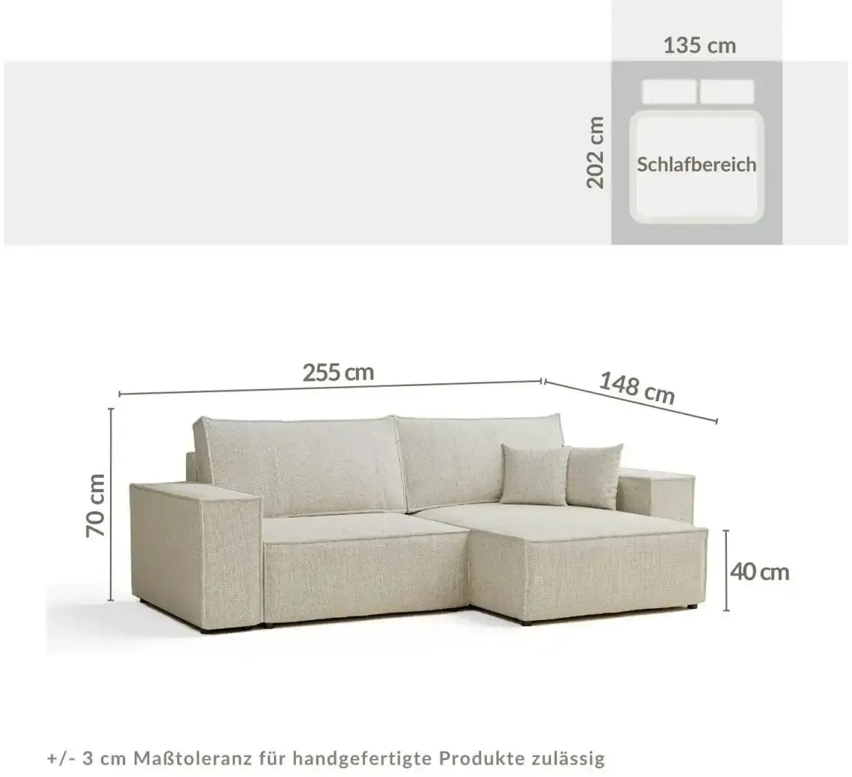 maison de rêve Ecksofa   , beige , Maße (cm): B: 255 H: 70