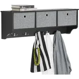 SoBuy Wandgarderobe Schwarz Holzwerkstoff