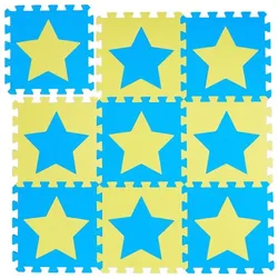 Relaxdays Puzzlematte Sterne Blau,Gelb