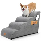 Nobleza Hundetreppe, Hundetreppe für Kleine Hunde 50cm, Hunderampe für Couch aus Hochdichtem Schwamm, Haustiertreppe für Hunde mit Fusselrolle für Sofa Bett Auto, 72x40x50cm, 4 Stufen