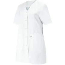 BP 1640-485-21-58n Damen-Kasack, 1/2 Hülse, V-Ausschnitt mit Druckknopfband, 215,00 g/m2 Stoffmischung, weiß, 58n