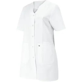 BP 1640-485-21-58n Damen-Kasack, 1/2 Hülse, V-Ausschnitt mit Druckknopfband, 215,00 g/m2 Stoffmischung, weiß, 58n