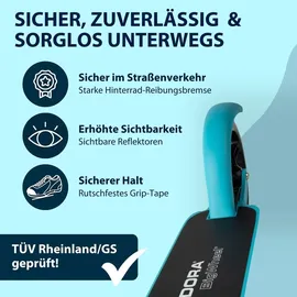 Hudora BigWheel® 205 - Stabiler Aluminium-Roller & & zusammenklappbarer Cityroller - - bis zu 100kg - Tretroller mit Ständer