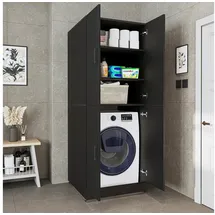roomart Dora Waschmaschinenschrank 70 x 73,8 x 186 cm Schwarz