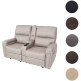 Mendler 2er Kinosessel HWC-K17, Relaxsessel Fernsehsessel Sofa, Nosagfederung Getränkehalter Fach - Stoff/Textil hellgrau